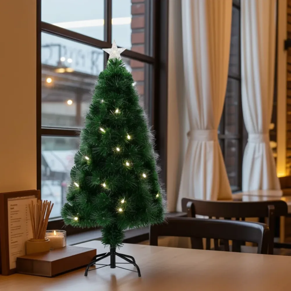 Weihnachtsbaum in Naturfaseroptik mit 60 LEDs warmweiss & LEDs Sternspitze, H 60 cm
