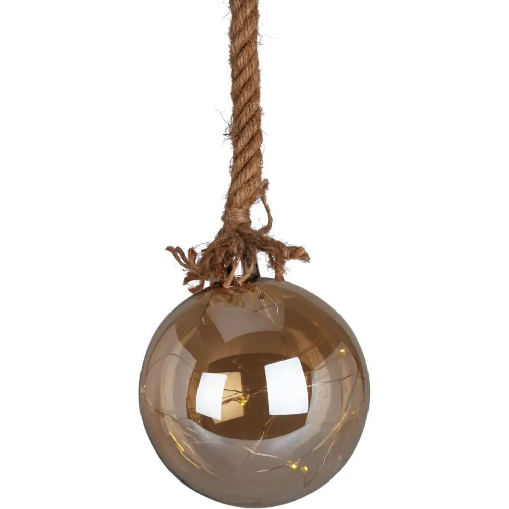 Weihnachtskugel zum Aufhängen, warmweiss/bernsteinfarben, 15 LED, Timer. Ø 12 cm