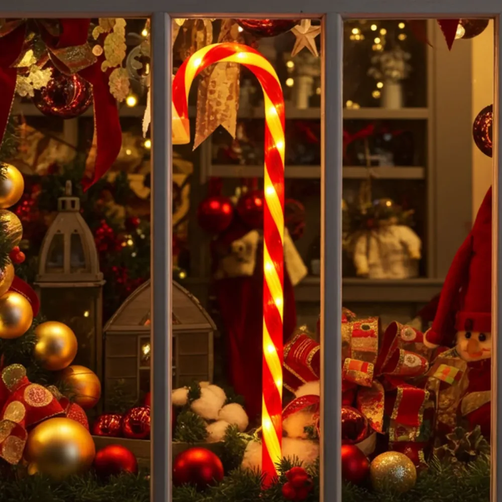LED-Zuckerstange, rot-weiss, 5 verschiedene Licht-Funktionen