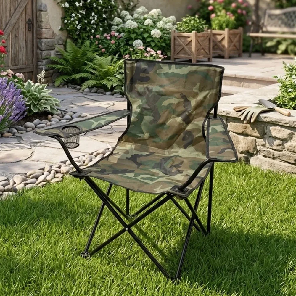 Camping-Stuhl, klappbar mit Getränkehalterung, camouflage