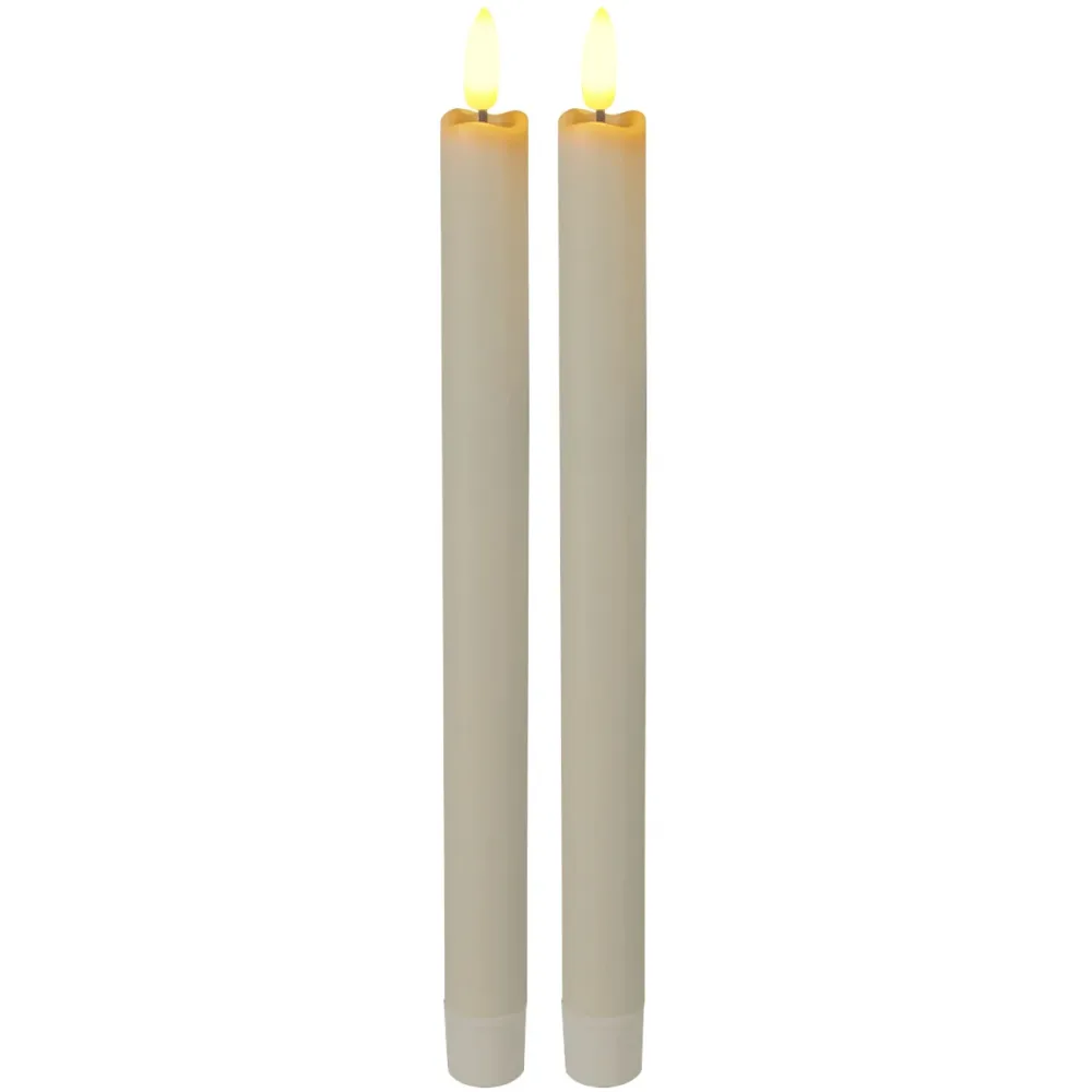 2er-Set LED-Stabkerze, mit Fernbedienung & Timer-Funktion, elfenbein, batteriebetrieben