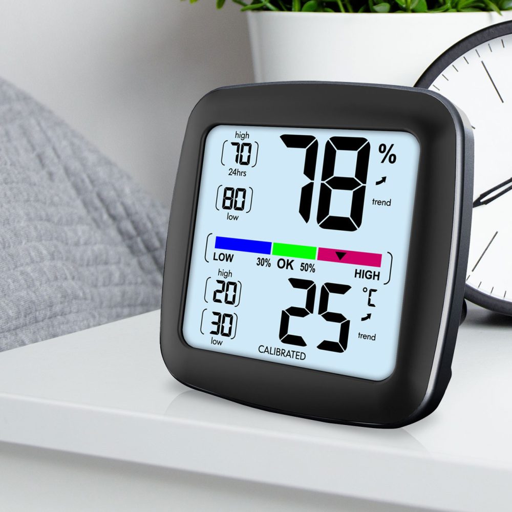 Digitales Präzisions-Thermo-/Hygrometer mit LCD-Display, kalibrierbar