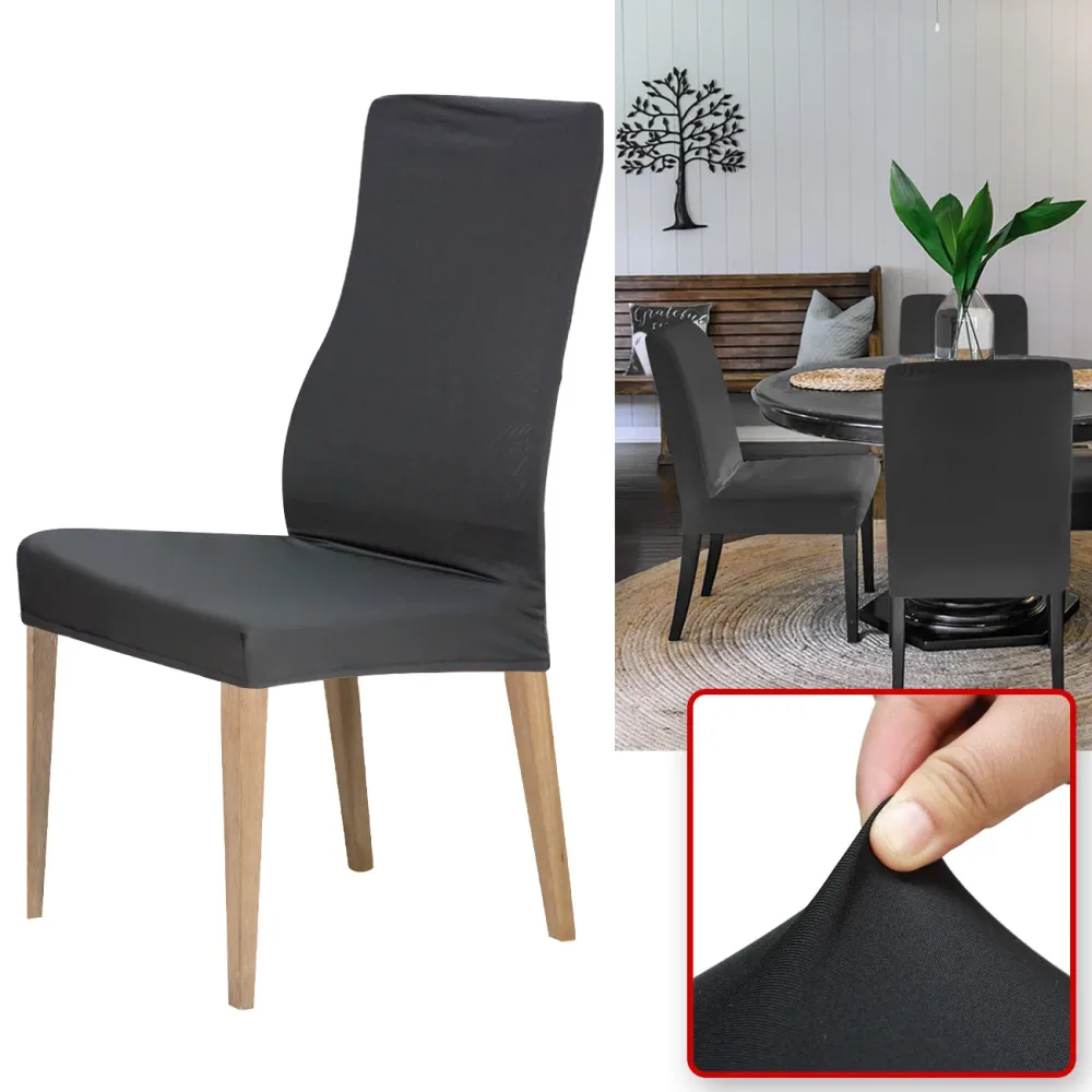 Edler Stuhlbezug, schwarz, 2er-Set, aus Stretch mit Lehnenbezug, OEKO-TEX Standard 100