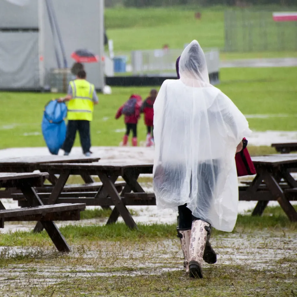4er-Set Notfall Regenponcho mit Kapuze, transparent, 120 cm