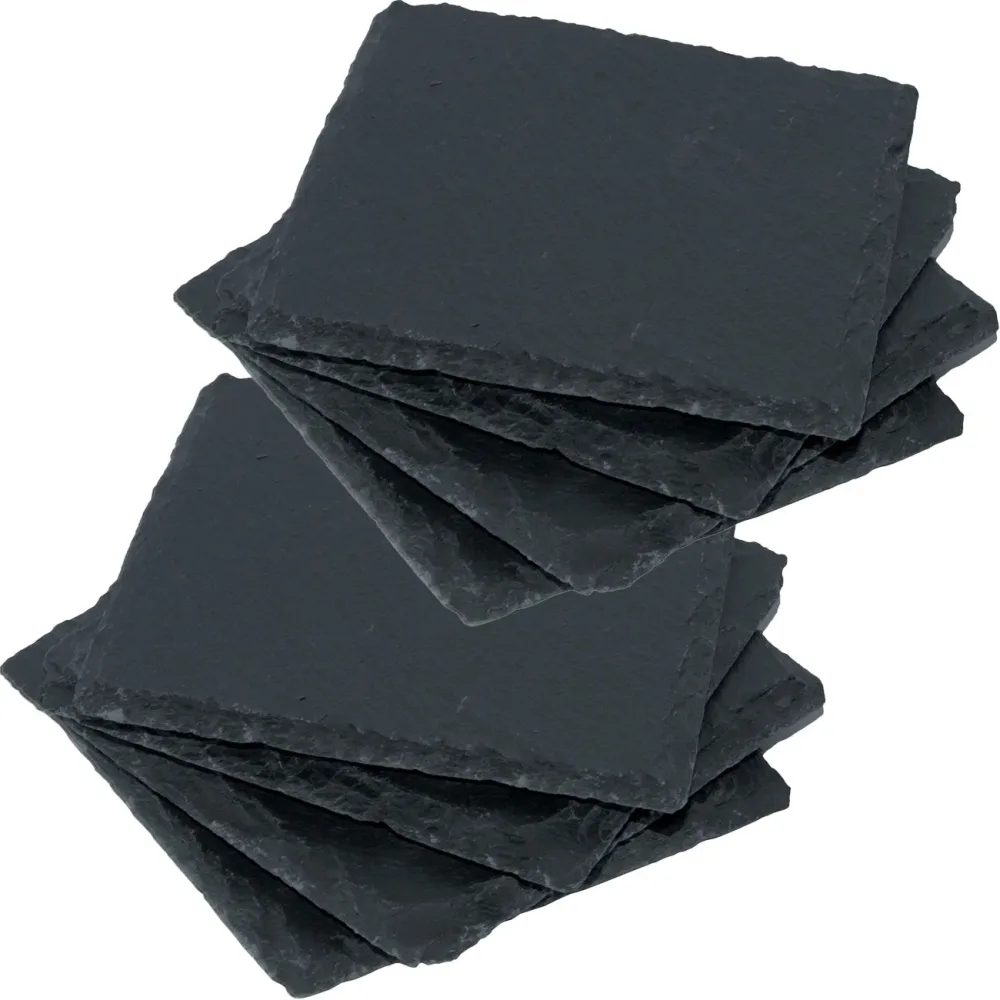 8er-Set Schiefer-Untersetzer, Glasuntersetzer in edler Optik, je 10 x 10cm