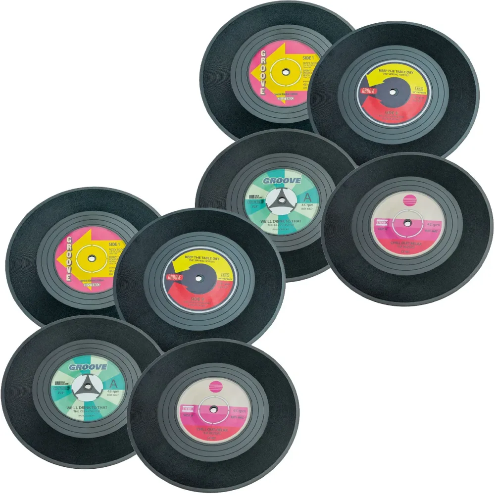 Vinyl-Untersetzer, 8er-Set, Schallplatten Tischsets