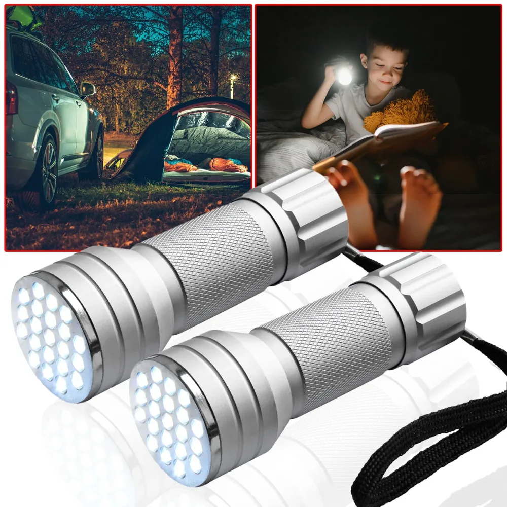 2er-Set LED-Taschenlampe mit Alu-Gehäuse und 21 LEDs