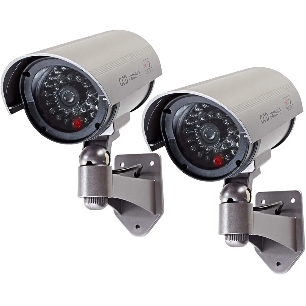 2er-Set Dummy Überwachungskamera mit Signal LED, grau, Kamera-Attrappe