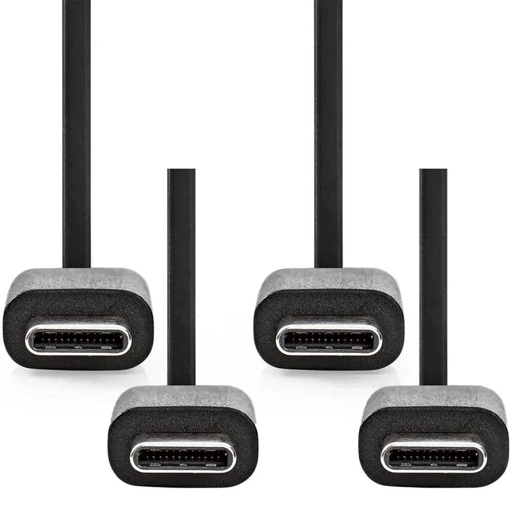 2er-Set USB-C Ladekabel, USB 2.0, schwarz, 1m