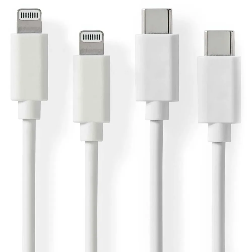 2er-Set iPhone Ladekabel, Lighting Kabel, USB-C, MFi Zertifiziert, 1 m, weiss