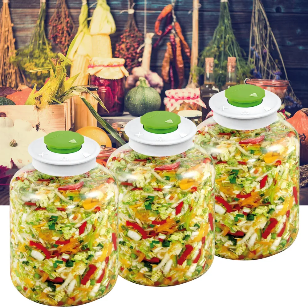 3er-Set Fermentierglas mit Entlüftungsventil, 5 Liter