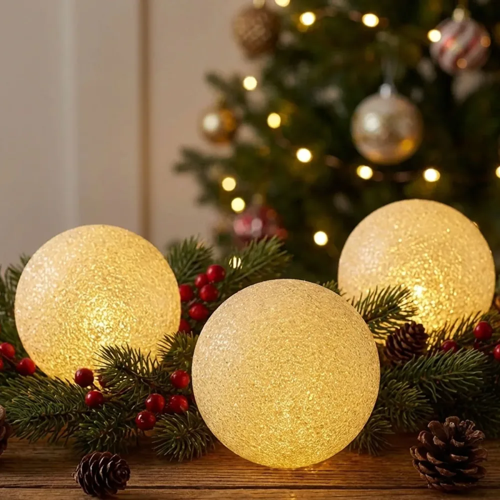 3er-Set Leuchtkugel, Weihnachtskugel, Ø 18 x 17,2 cm, LED, warmweiss