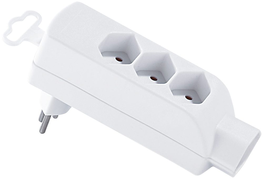 Steckdosenleiste 4-fach mit Abzweigstecker drehbar, 2er-Pack
