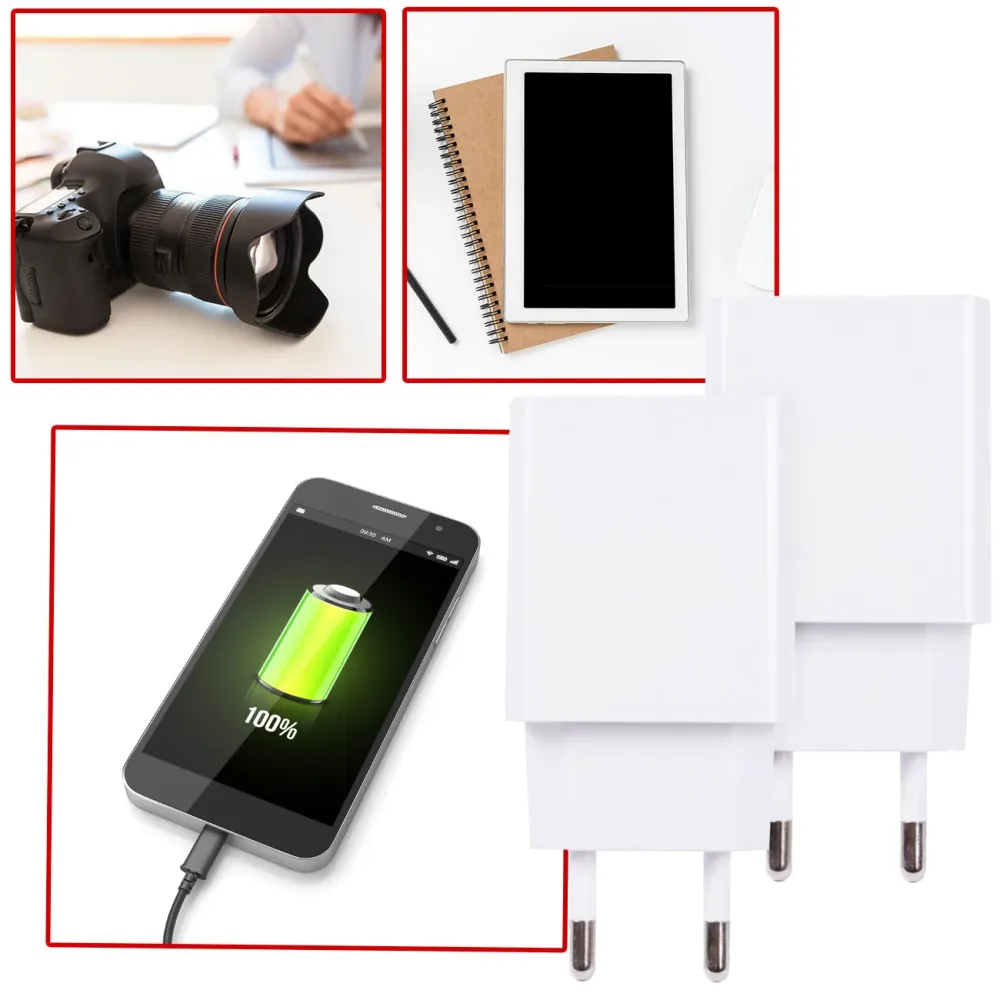 2er-Set USB-A-Ladegerät, 10 W, weiss