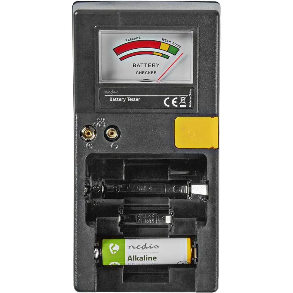 Batterietester für Batterien vom Typ AAA-, AA-, C-, D-, 9 V- und Knopfzellen
