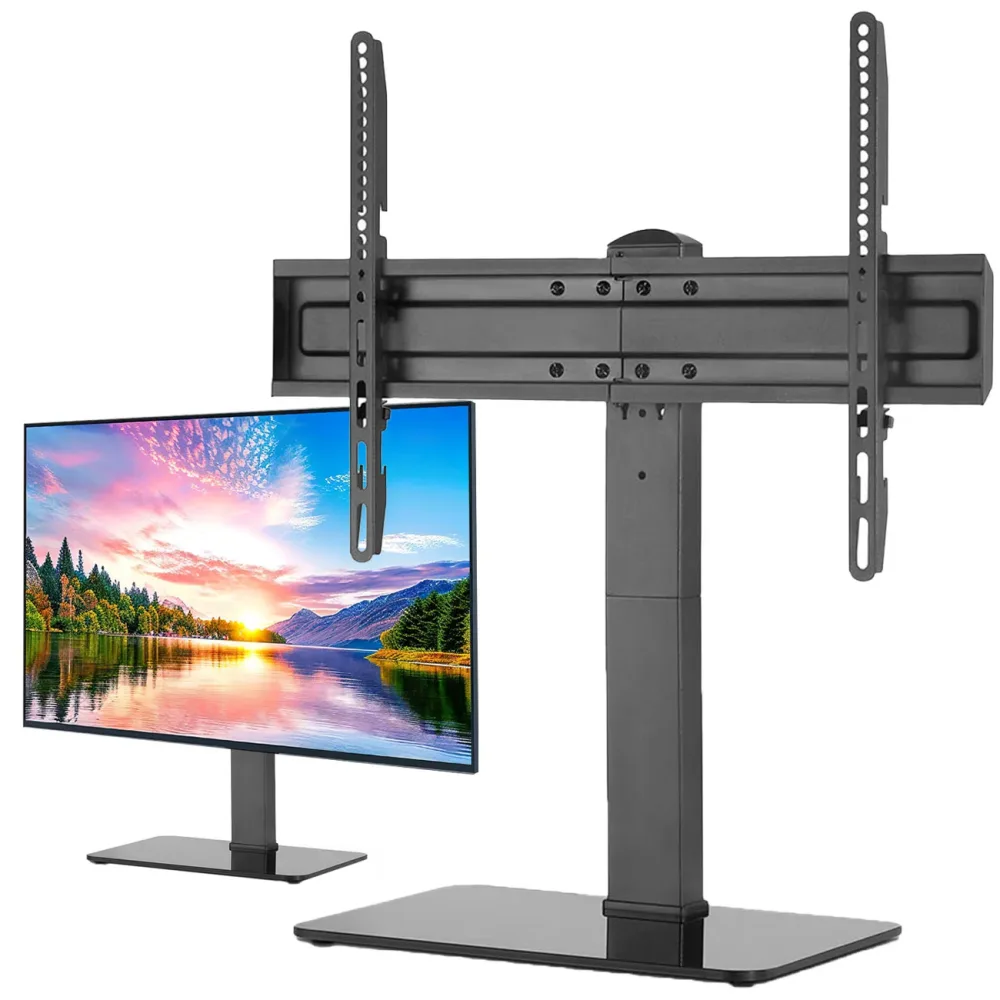 TV-Ständer für 37-70 Zoll-Fernseher, schwenkbar, drehbar, Standfuss aus Glas