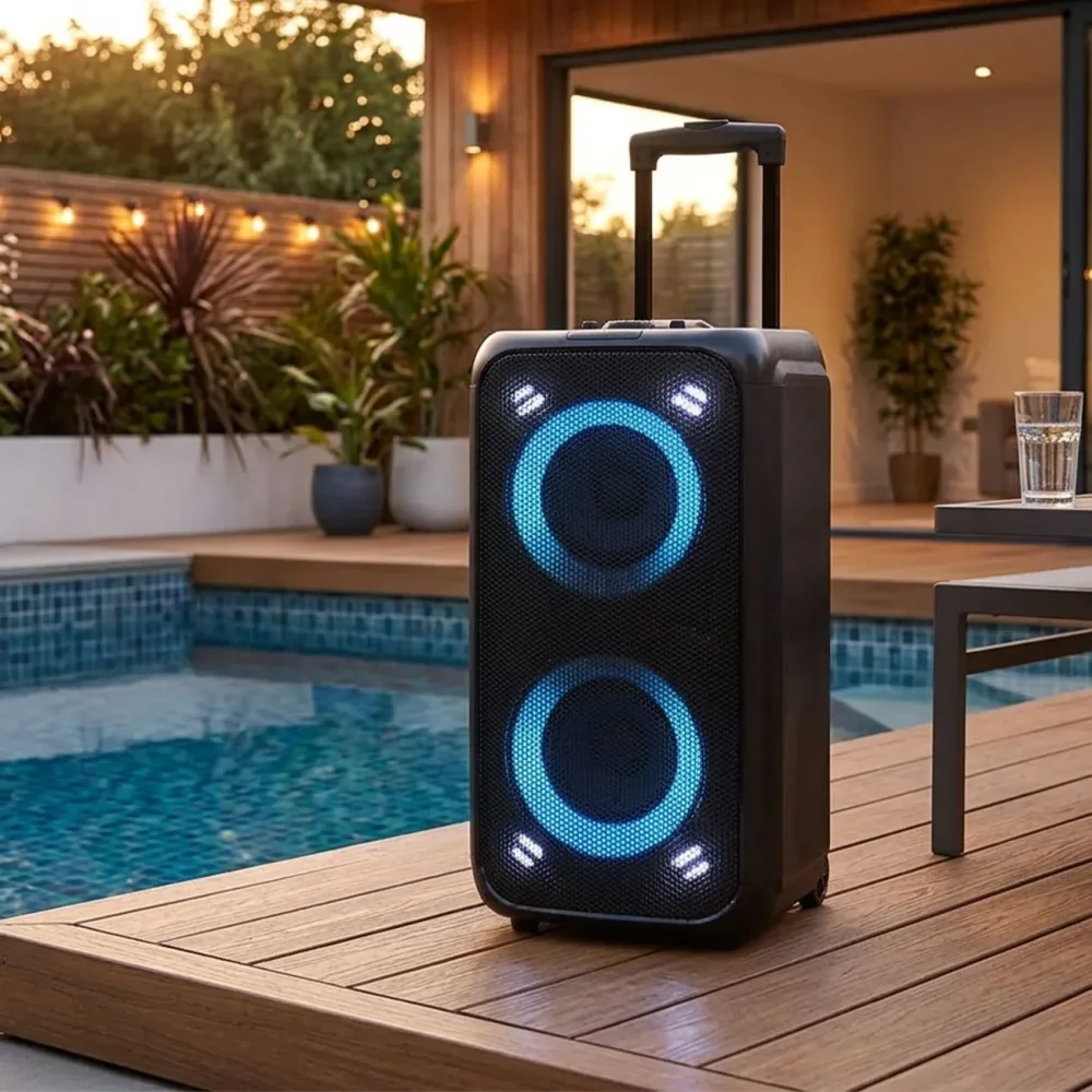 Hochwertiger Bluetooth Lautsprecher, Beleuchtung, Subwoofer und Mikrofon-Eingang
