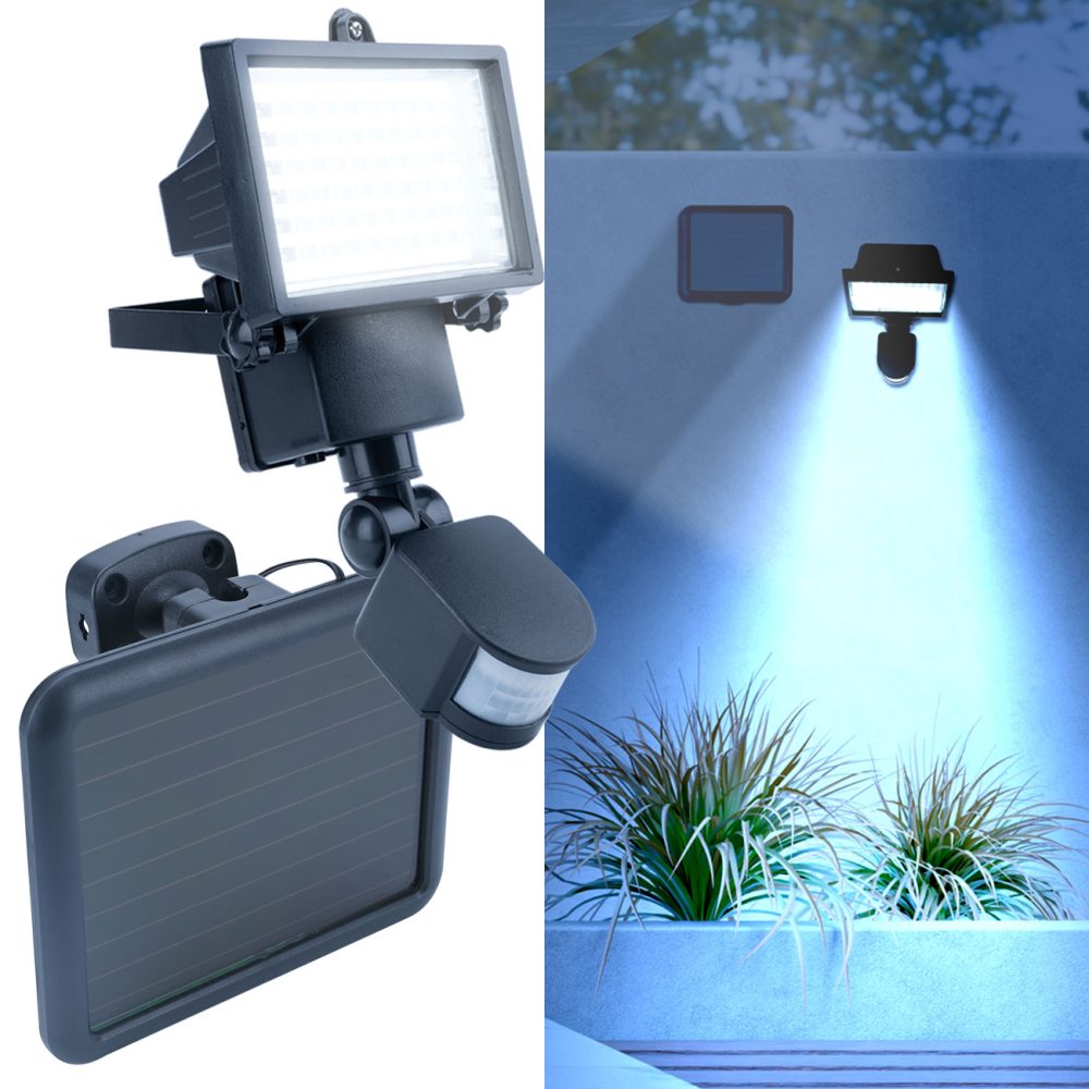 Solar-LED-Wand-Fluter für aussen, mit PIR-Sensor, 12 W, 750 Lumen, IP44