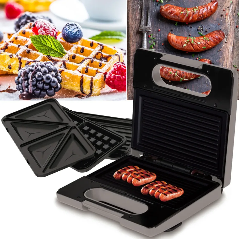 3in1 Sandwichmaker, Waffeleisen & Tischgrill, 780 W, taupe