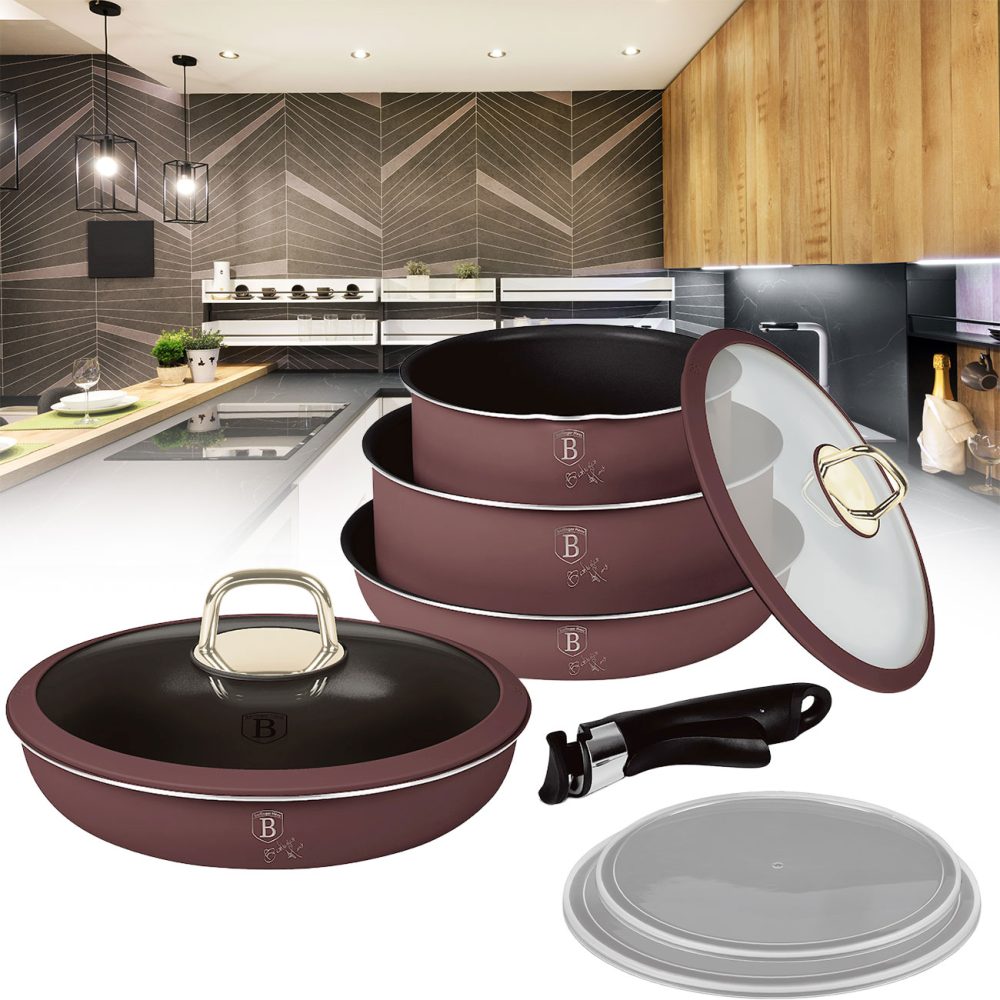 Design Kochset inkl. Smart Lids, 9-teilig, bordeaux