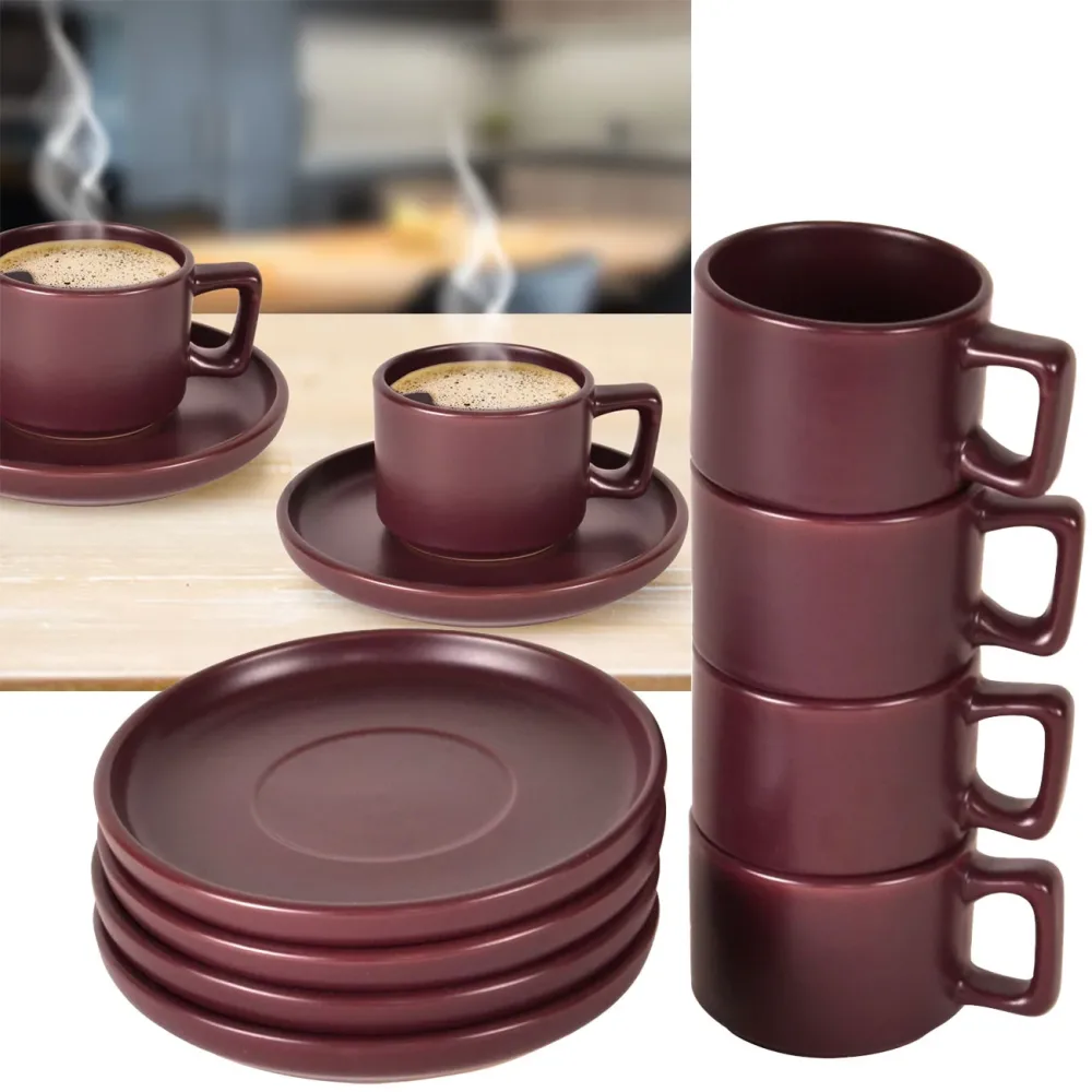 Berlinger, Küchenbedarf, Berlinger Haus Espressotassenset 4 Stk. 100ml matt bordeaux Leonardo Collection, Produkte & Wohnen