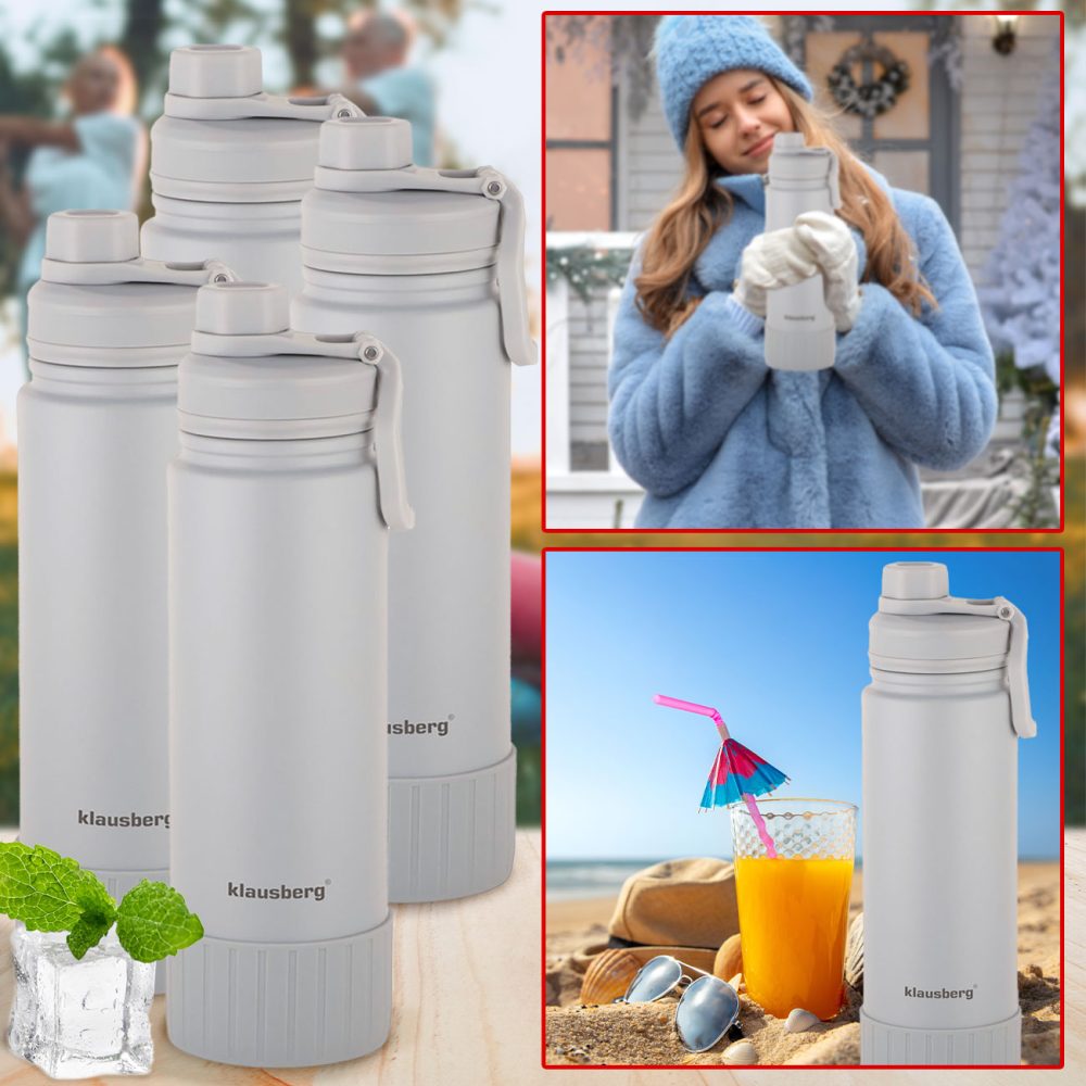 4er-Set Doppelwandiger Thermobecher, 720ml, beige
