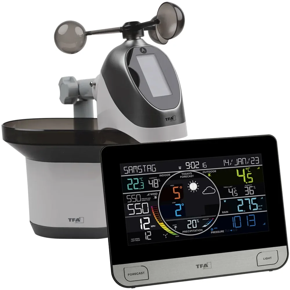 TFA Dostmann WLAN View Pro 35.8003.01 WLAN-Wetterstation Vorhersage für mit WiFi 7 Tage Anzahl Sensoren max. 4