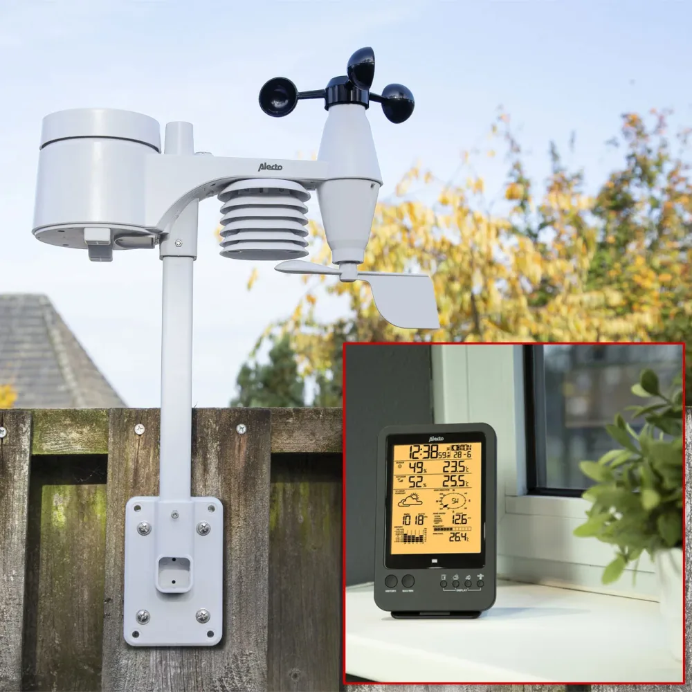 Professionelle Wetterstation, Aussensensor, Hitzeindex, Taupunkt, Mondphasen uvm.
