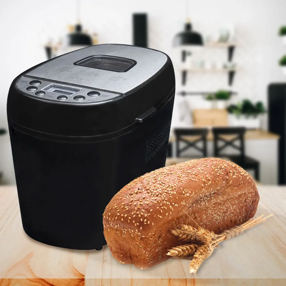 Brotbackmaschine mit LCD-Display, Brotbackautomat, 730-870 Watt
