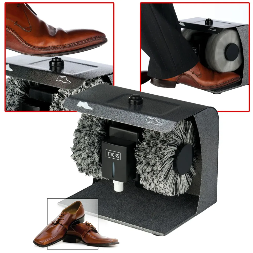 Schuhputzmaschine mit zwei Bürsten, Schuhcremespender, 90 Watt