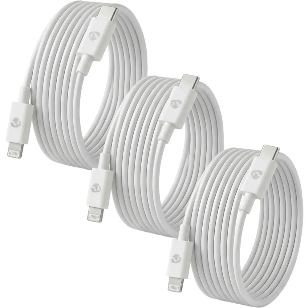 3er-Set iPhone Ladekabel, Lightning Kabel, USB-C, MFi Zertifiziert, 2 m, weiss