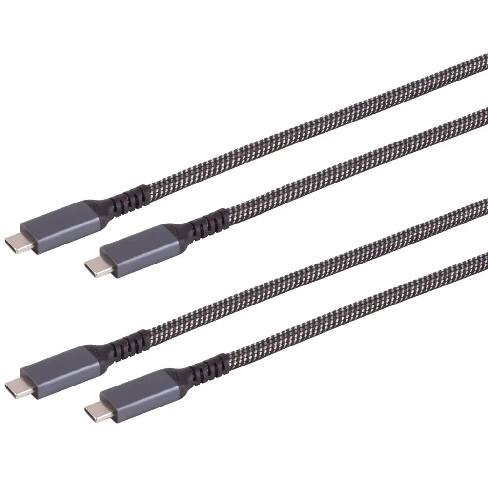 2er-Set Daten- & Schnellladekabel USB-C auf USB-C, schwarz/weiss, 2 m, textil