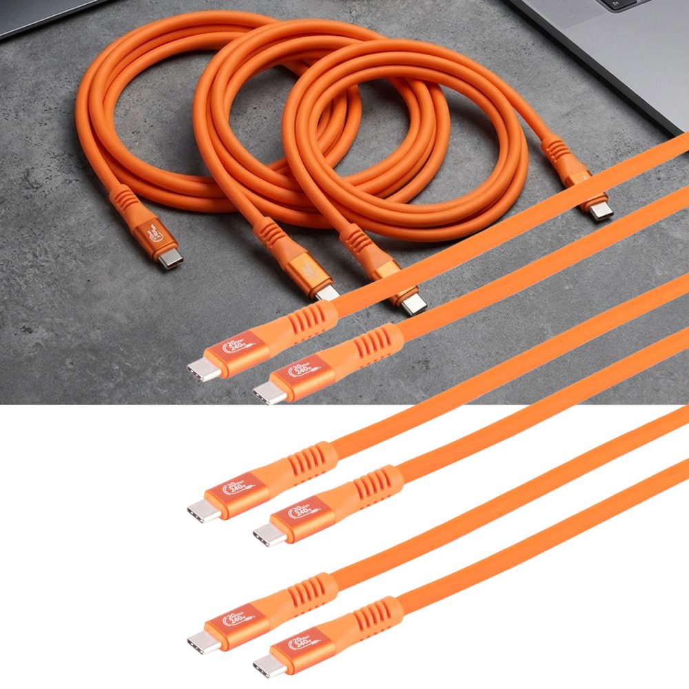 3er-Set Daten- & Schnellladekabel PD 3.1, 240 W, 20 Gbit/s, USB-C zu USB-C, orange, 2 m