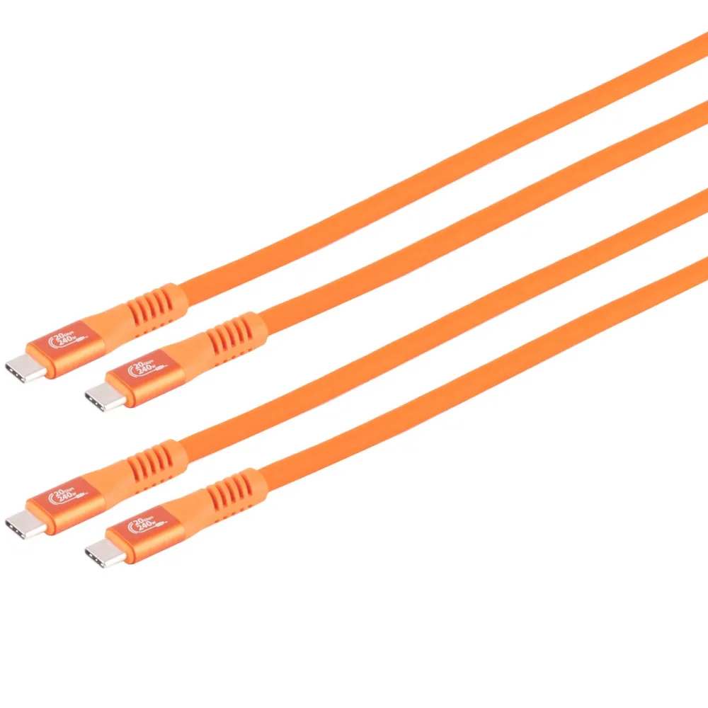 2er-Set Daten- & Schnellladekabel PD 3.1, 240 W, 20 Gbit/s, USB-C zu USB-C, orange, 1,5