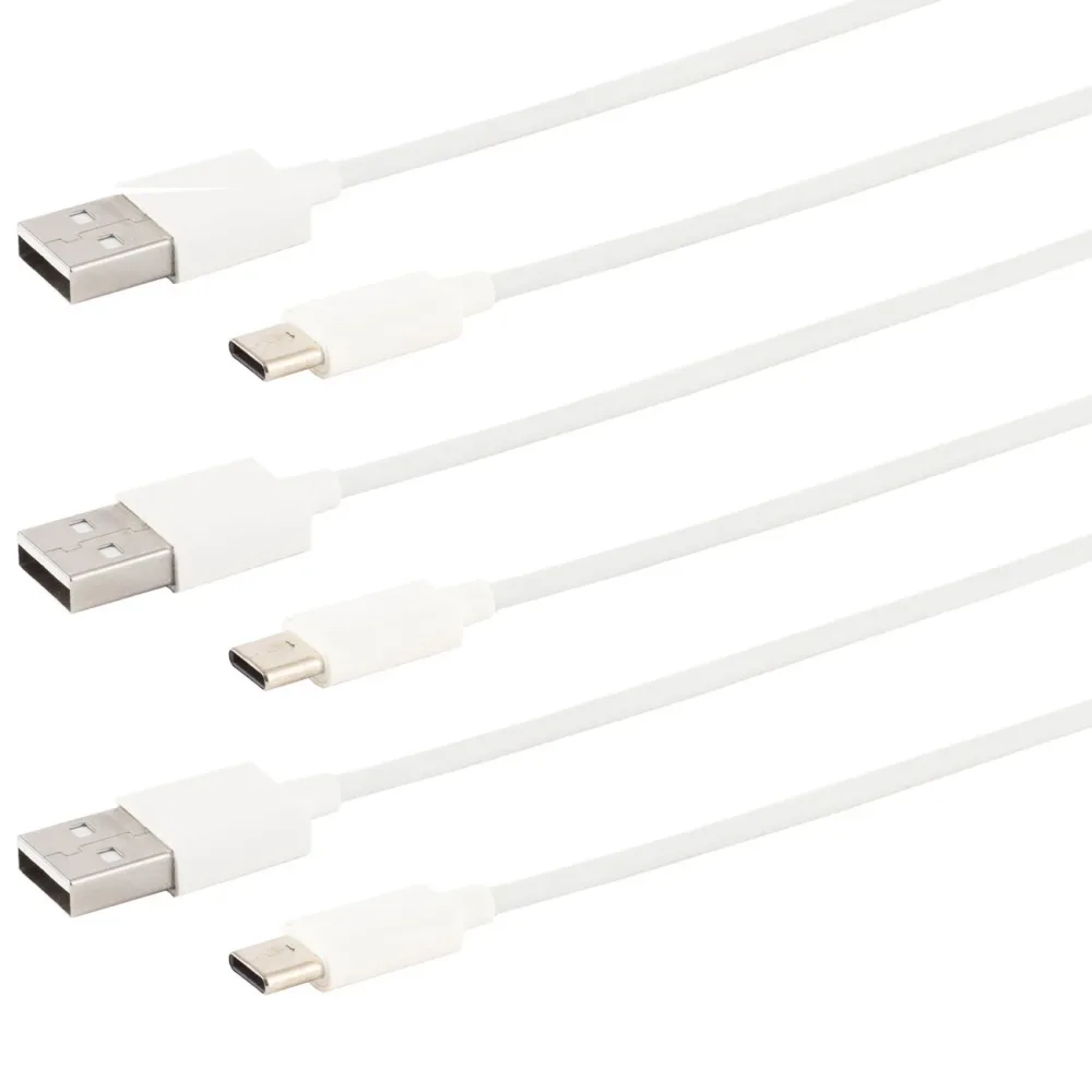 3er-Set Daten- & Ladekabel, USB-A auf USB-C, weiss, 2 m