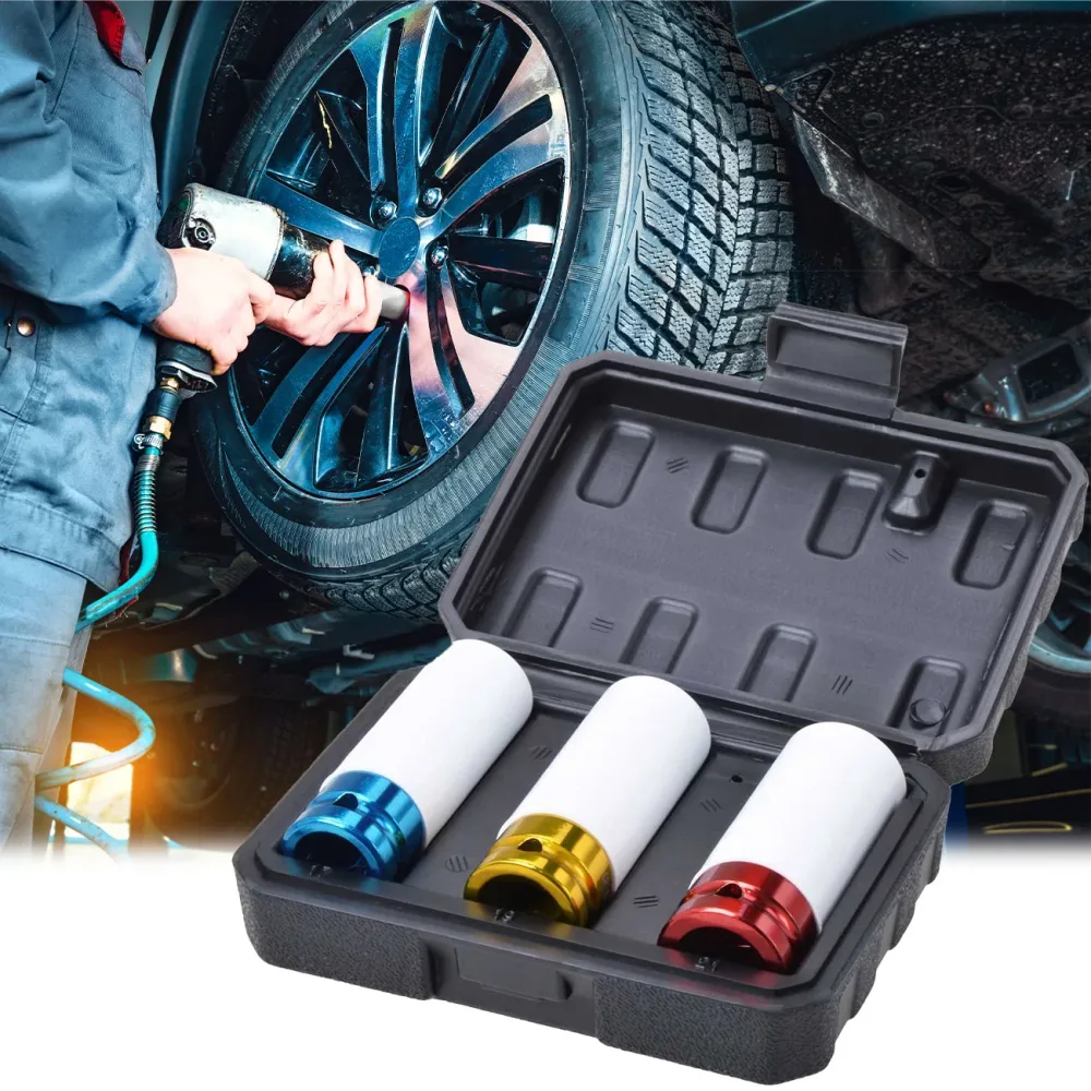 Steckschlüssel-Set, 3tlg, 17/19/21mm in 3 Farben