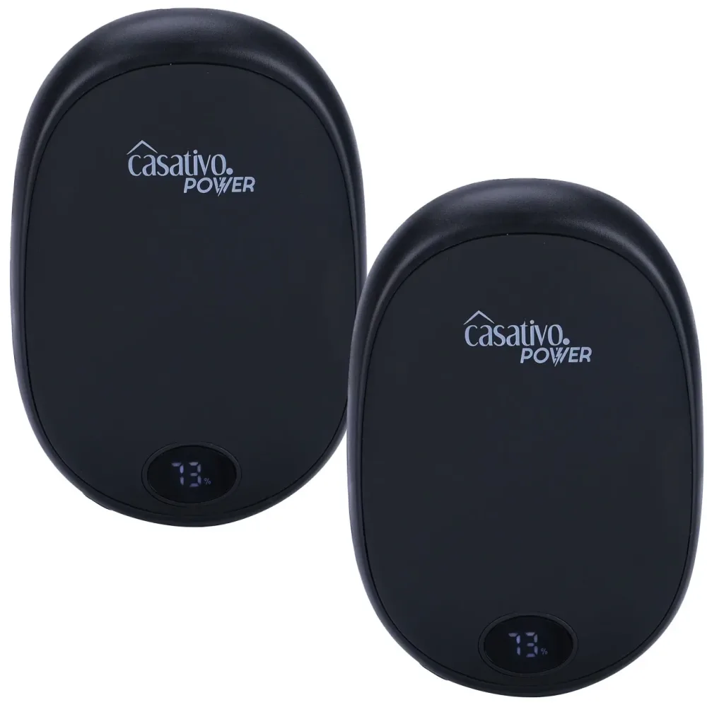 2er-Set 2in1 USB Handwärmer mit Powerbank-Funktion, 10.000 mAh, schwarz