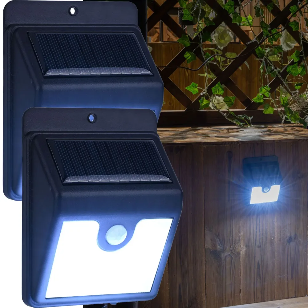 2er-Set LED-Solar-Wandstrahler mit Bewegungssensor, 50 Lumen, IP44