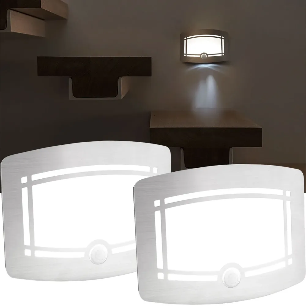 2er-Set Batterie-LED-Wandleuchte, 2 Leuchtmodi, PIR-Bewegungs- & Lichtsensor, 20-40 lm