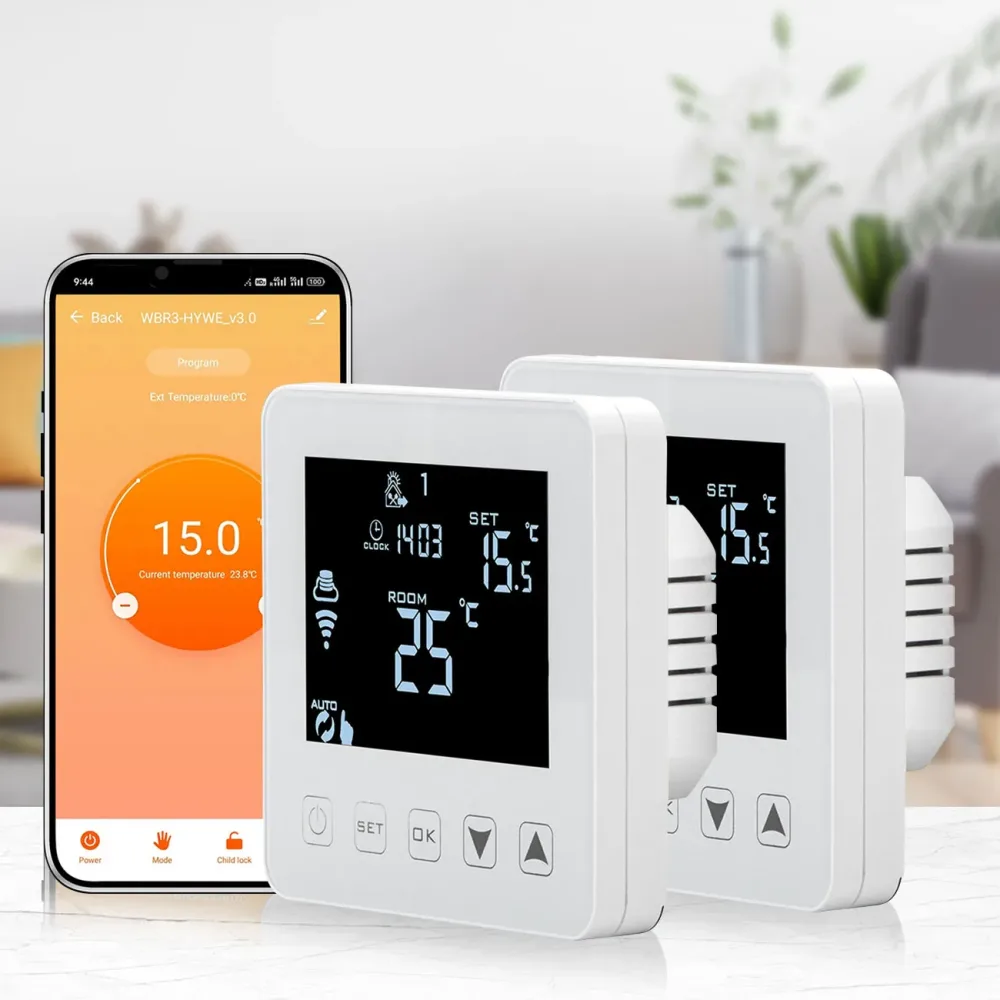 2er-Set WLAN-Thermostat für Fussboden Heizungen, Steuerung per App, Siri, Alexa & GA