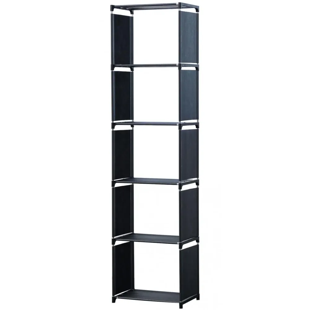 Regal mit 5 Fächern, 42 x 26 x 153 cm, schwarz