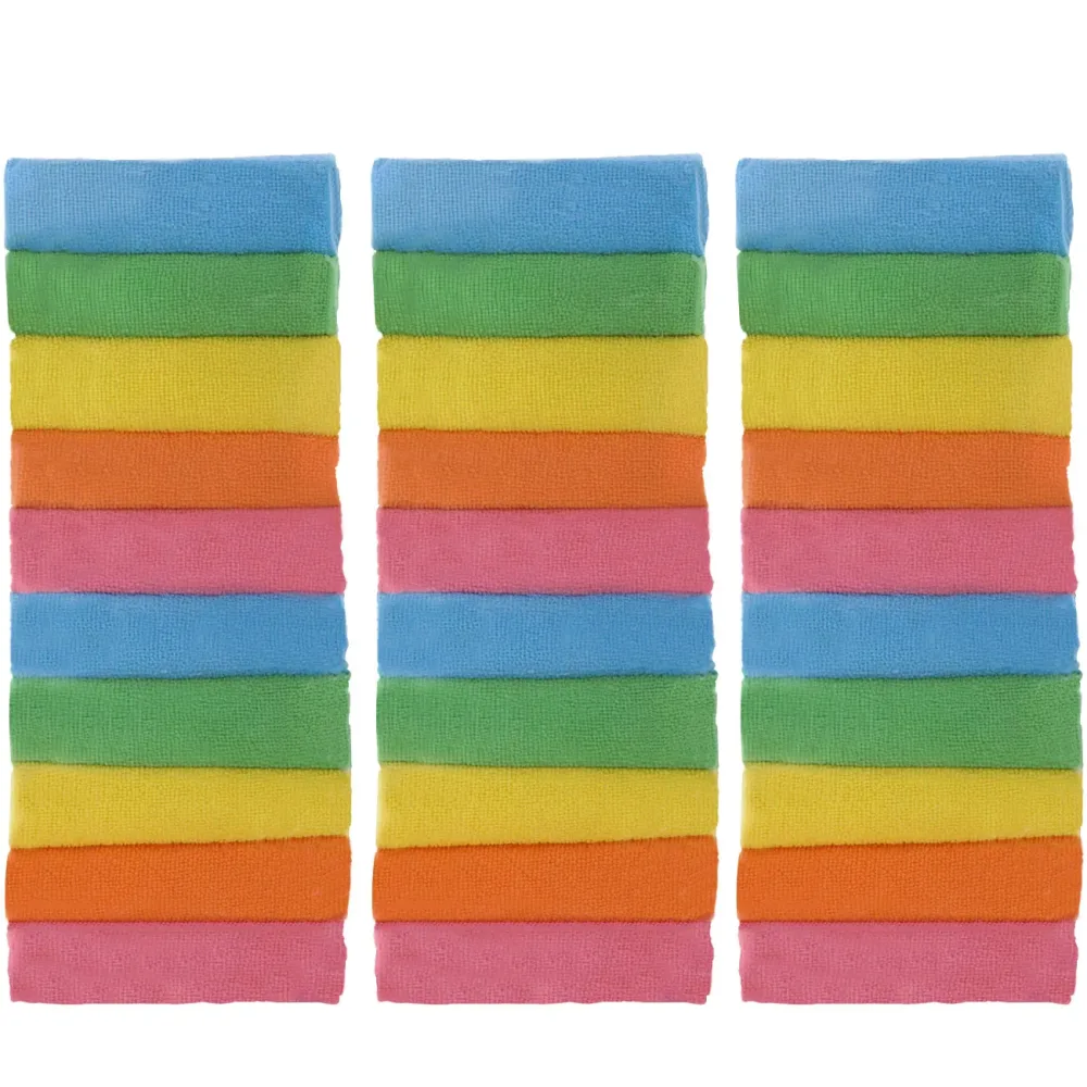 Mikrofasertücher in 5 verschiedenen Farben, 30 Stück 30 x 30 cm