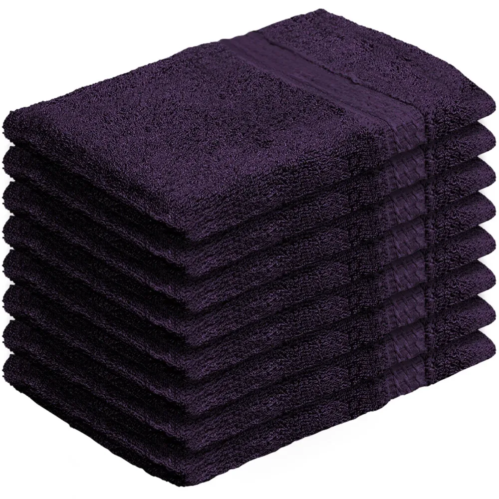 8er-Set Waschhandschuhe aus 100% Baumwolle, Waschlappen mit Schlaufe, aubergine