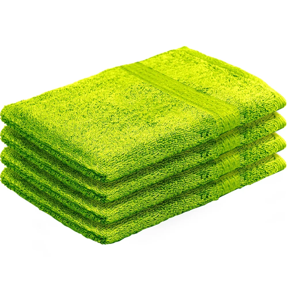 4er-Set Waschhandschuhe aus 100% Baumwolle, Waschlappen mit Schlaufe, apfelgrün