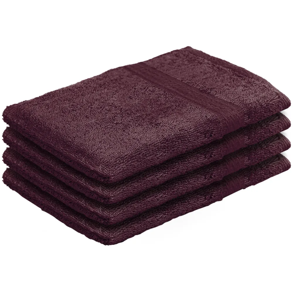 4er-Set Waschhandschuhe aus 100% Baumwolle, Waschlappen mit Schlaufe, braun