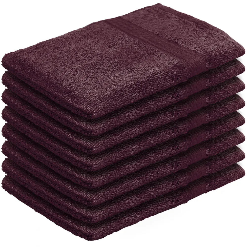 8er-Set Waschhandschuhe aus 100% Baumwolle, Frottee-Lappen mit Schlaufe, braun
