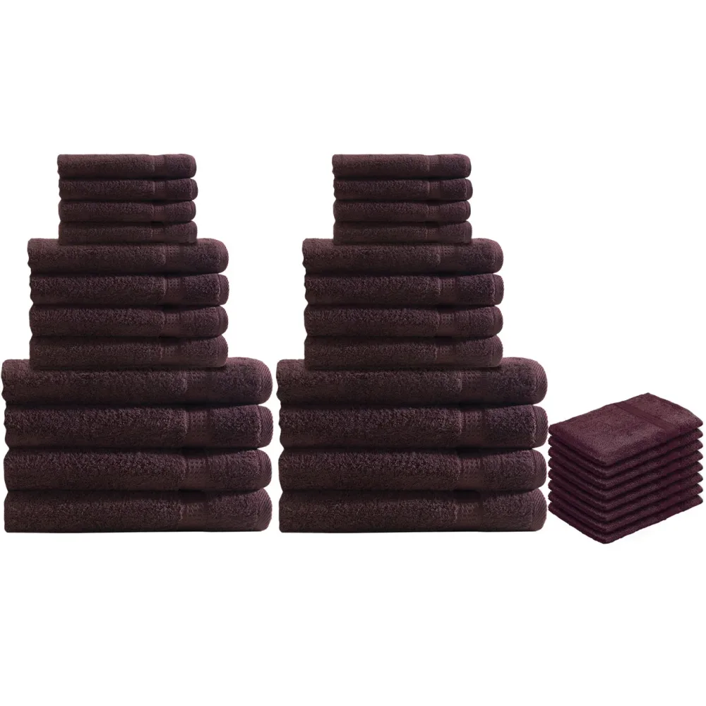 32-teiliges Handtuch-Set Frottee, je 8 Gäste-, Hand-, Duschtücher und Waschlappen, braun