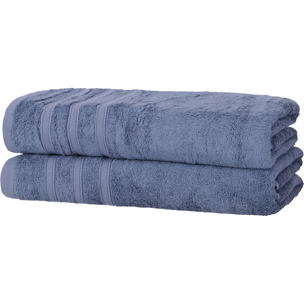 2er-Set Duschhandtücher, 50% Bambus & 50% Baumwolle, 70 x 140 cm, blau