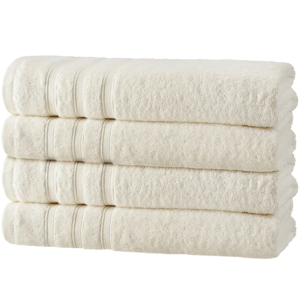 4er-Set Duschhandtücher, 50% Bambus & 50% Baumwolle, 70 x 140 cm, natur