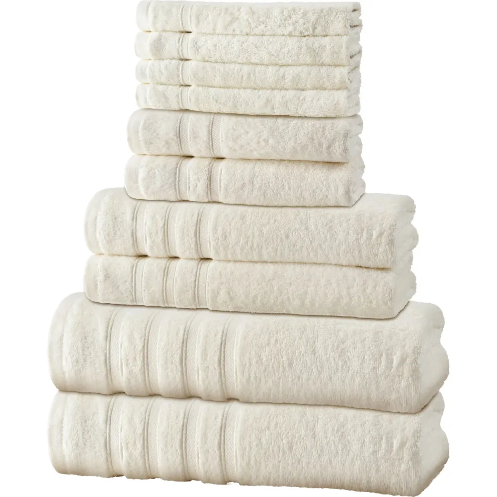 Handtuchset 12-teilig, 50% Bambus & 50% Baumwolle, natur